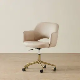 Adrianna Sand Beige Vegan Leather Desk Chair