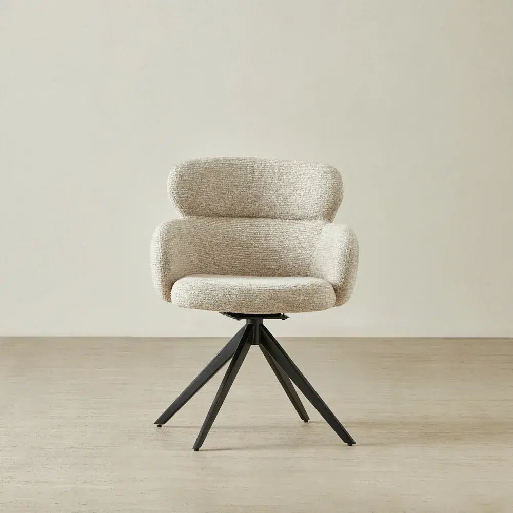 Melville Dusty Beige Fabric Swivel Dining Chair