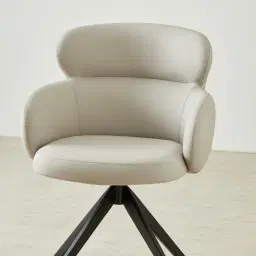 Melville Glacier Grey Vegan Leather Swivel Dining Chair