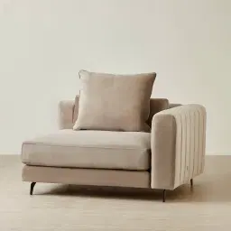 Jordan Beige Velvet Corner Sofa - 1.5 Seater Right Arm