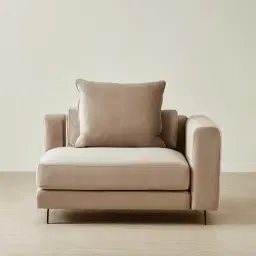 Jordan Beige Velvet Corner Sofa - 1.5 Seater Right Arm