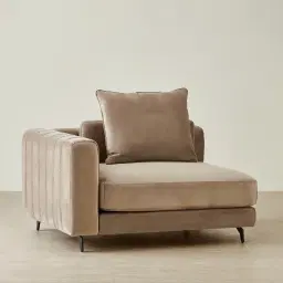 Jordan Beige Velvet Corner Sofa - 1.5 Seater Left Arm