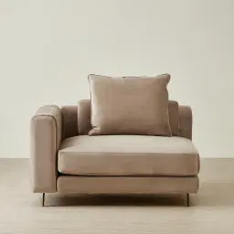 Jordan Beige Velvet Corner Sofa - 1.5 Seater Left Arm