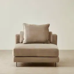 Jordan Beige Velvet Corner Sofa - 1 Seater Armless