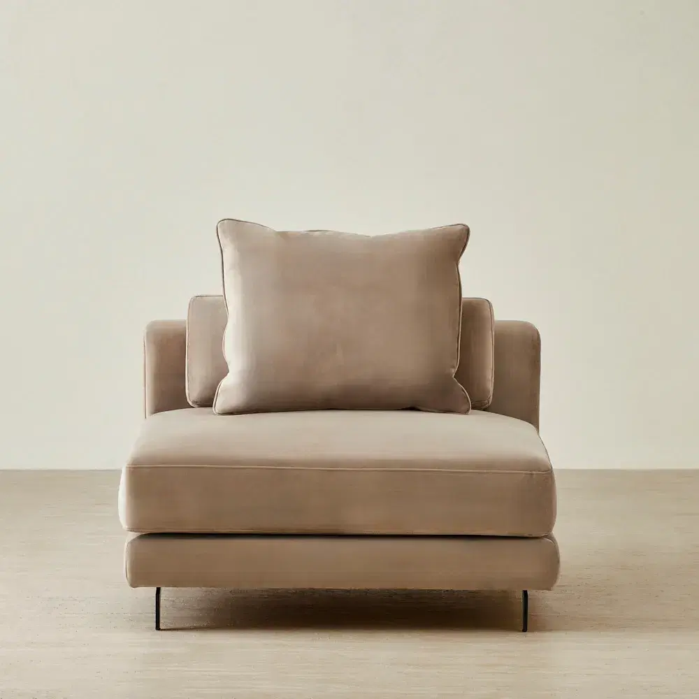 Jordan Beige Velvet Corner Sofa - 1 Seater Armless