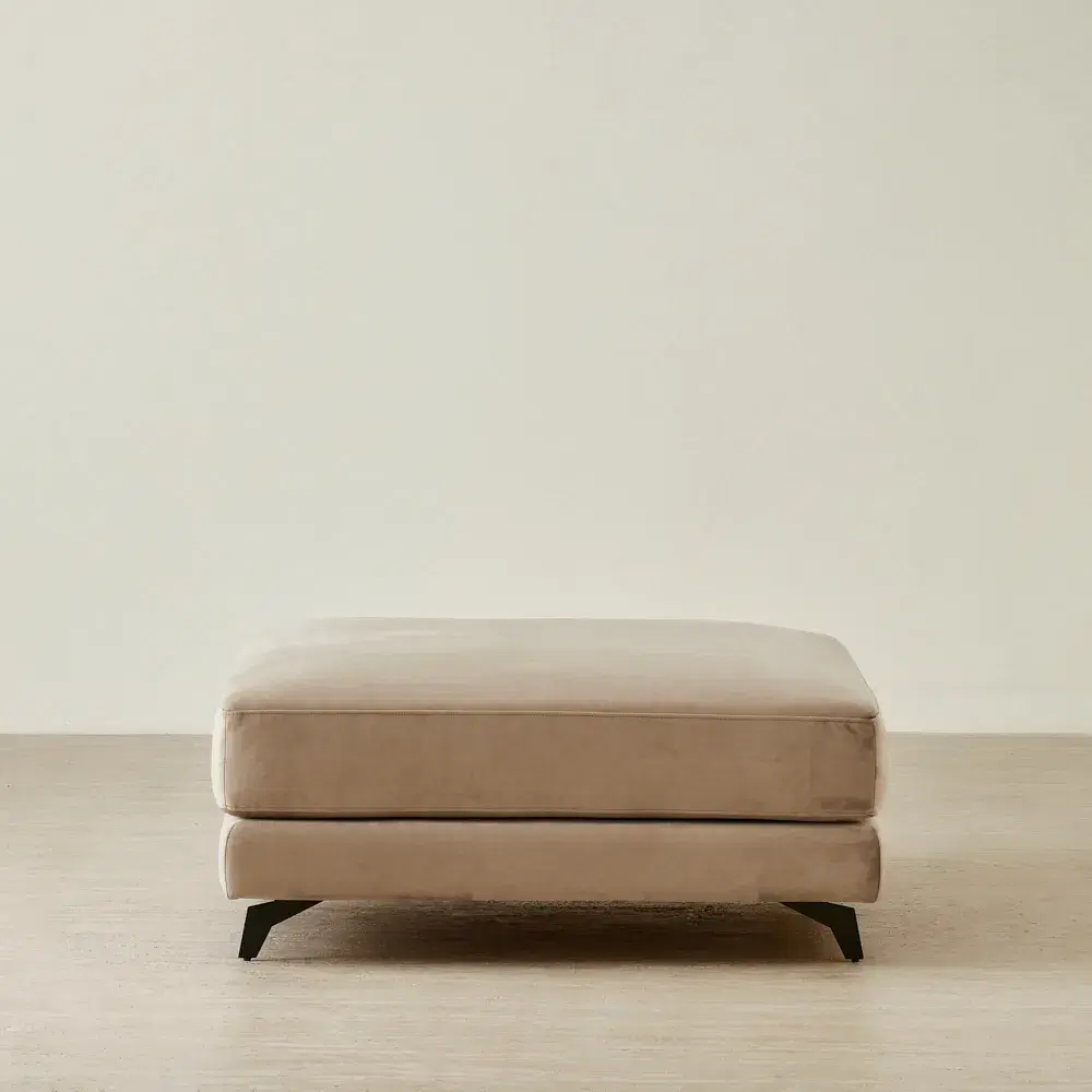 Jordan Beige Velvet Corner Sofa - Ottoman