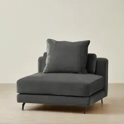 Jordan Charcoal Velvet Corner Sofa - 1 Seater Armless
