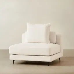 Jordan Chantilly White Fabric Corner Sofa - 1 Seater Armless