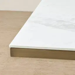 Vania Brushed Bronze Dining Table with Statuario White Sintered Stone Top - 240x118cm