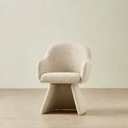 Antonia Dusty Beige Fabric Swivel Dining Chair