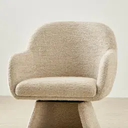 Antonia Dusty Beige Fabric Swivel Dining Chair