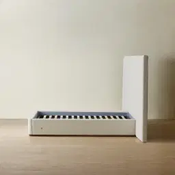 Summerton Stone White Fabric King Bed - Toffee Brown Ash