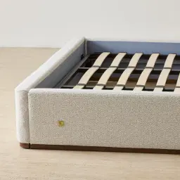 Summerton Stone White Fabric King Bed - Toffee Brown Ash