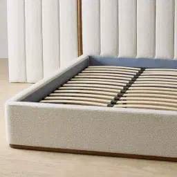 Summerton Stone White Fabric King Bed - Toffee Brown Ash