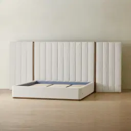 Summerton Stone White Fabric King Bed - Toffee Brown Ash