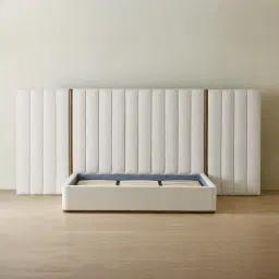 Summerton Stone White Fabric King Bed - Toffee Brown Ash