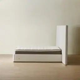 Summerton Stone White Fabric Queen Bed - Toffee Brown Ash