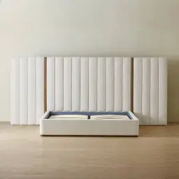 Summerton Stone White Fabric Queen Bed - Toffee Brown Ash