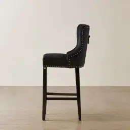 Viktor II Black Velvet Bar Stool