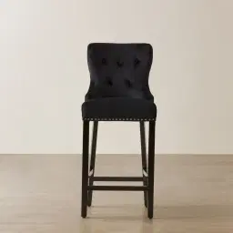 Viktor II Black Velvet Bar Stool