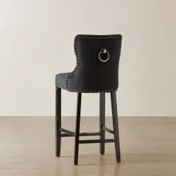 Viktor II Black Velvet Bar Stool