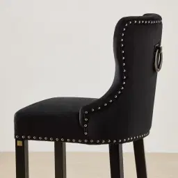 Viktor II Black Velvet Bar Stool