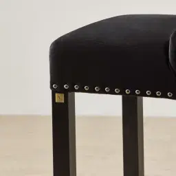 Viktor II Black Velvet Bar Stool