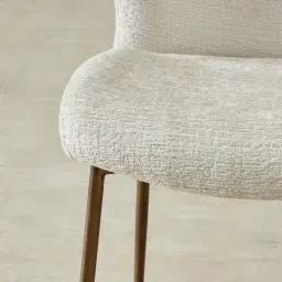 Hailey Fusion Grey Woven Fabric Dining Chair - Brushed Bronze Legs