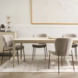 Hailey Fusion Grey Woven Fabric Dining Chair - Brushed Bronze Legs