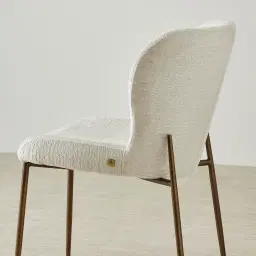 Hailey Fusion Grey Woven Fabric Dining Chair - Brushed Bronze Legs