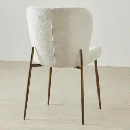 Hailey Fusion Grey Woven Fabric Dining Chair - Brushed Bronze Legs