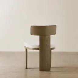 Isadora Warm Ivory Fabric Dining Chair - Medium Brown Solid Wooden Legs