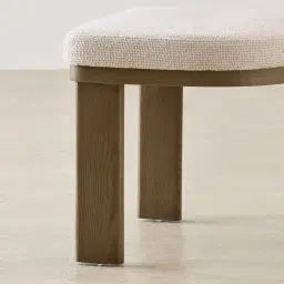 Isadora Warm Ivory Fabric Dining Chair - Medium Brown Solid Wooden Legs