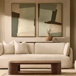 Ophelia Smoky Walnut Veneer Curved Coffee Table - 140x80cm