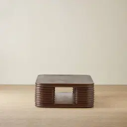 Ophelia Smoky Walnut Veneer Curved Coffee Table - 140x80cm