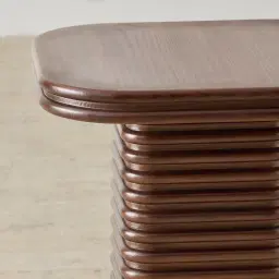 Ophelia Smoky Walnut Veneer Curved Side Table