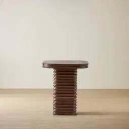 Ophelia Smoky Walnut Veneer Curved Side Table