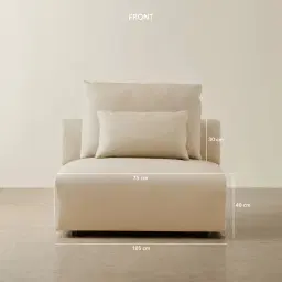 Riviera Almond Cream Leather Sofa - Armless Seat