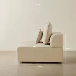 Riviera Almond Cream Leather Sofa - Armless Seat