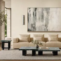 Riviera Almond Cream Leather Sofa - Armless Seat