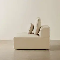 Riviera Almond Cream Leather Sofa - Armless Seat