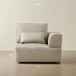 Riviera Milk Coffee Leather Sofa - Right Seat