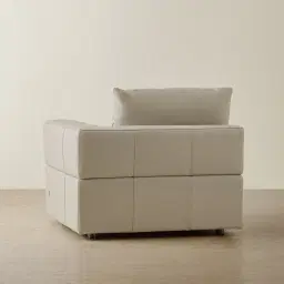 Riviera Milk Coffee Leather Sofa - Right Seat