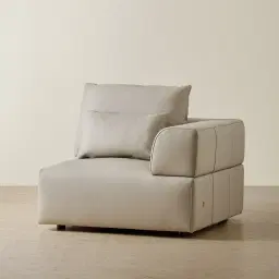 Riviera Milk Coffee Leather Sofa - Right Seat