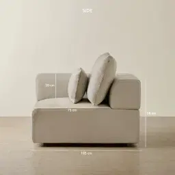 Riviera Milk Coffee Leather Sofa - Left Seat