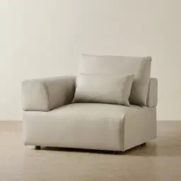 Riviera Milk Coffee Leather Sofa - Left Seat