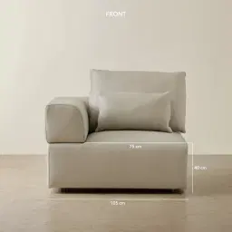 Riviera Milk Coffee Leather Sofa - Left Seat