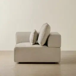 Riviera Milk Coffee Leather Sofa - Left Seat