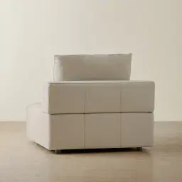 Riviera Milk Coffee Leather Sofa - Armless Seat