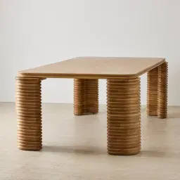 Ophelia Light Brown Ash Veneer Curved Dining Table